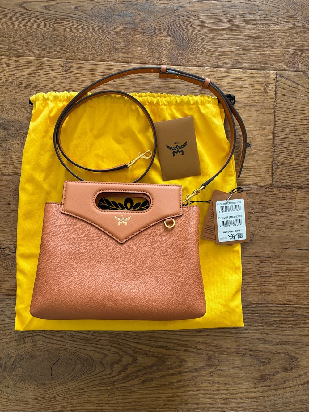 MCM Tan Crossbody Satchel with Top Handle
